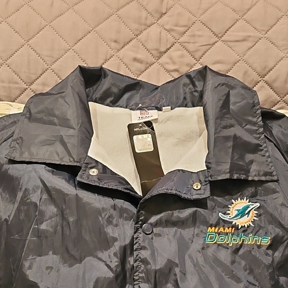 NFL Team Apparel Miami Dolphin Navy Blue Windbreaker Lightweight Athletic Jacket - Picture 9 of 16